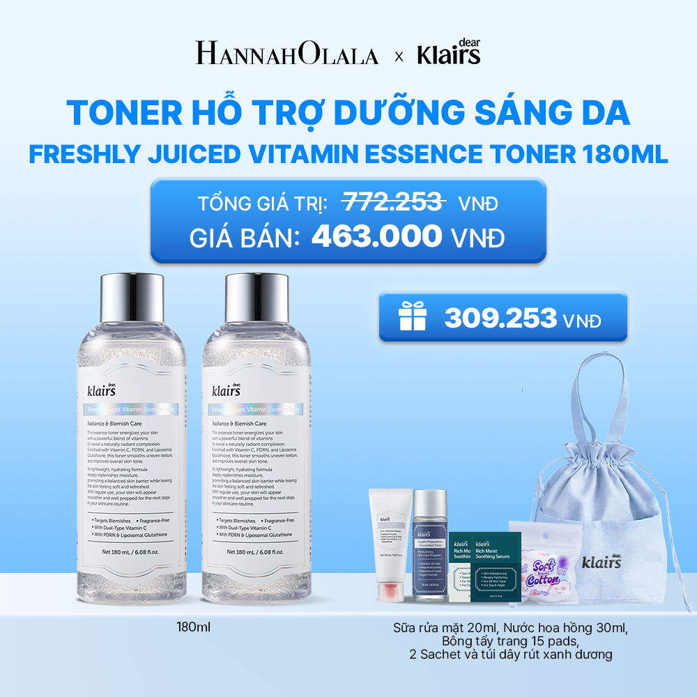  COMBO 2 PCS DEAR KLAIRS NƯỚC HOA HỒNG TONER 180ML /300ML_K170 