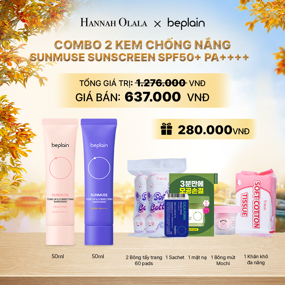  COMBO 2 KCN: BEPLAIN KEM CHỐNG NẮNG SUNMUSE SUNSCREEN 50ML BẤT KỲ - E827 