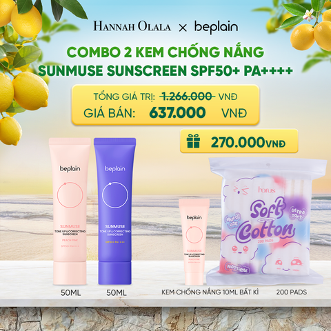  COMBO 2 KCN: BEPLAIN KEM CHỐNG NẮNG SUNMUSE SUNSCREEN 50ML BẤT KỲ - A389 