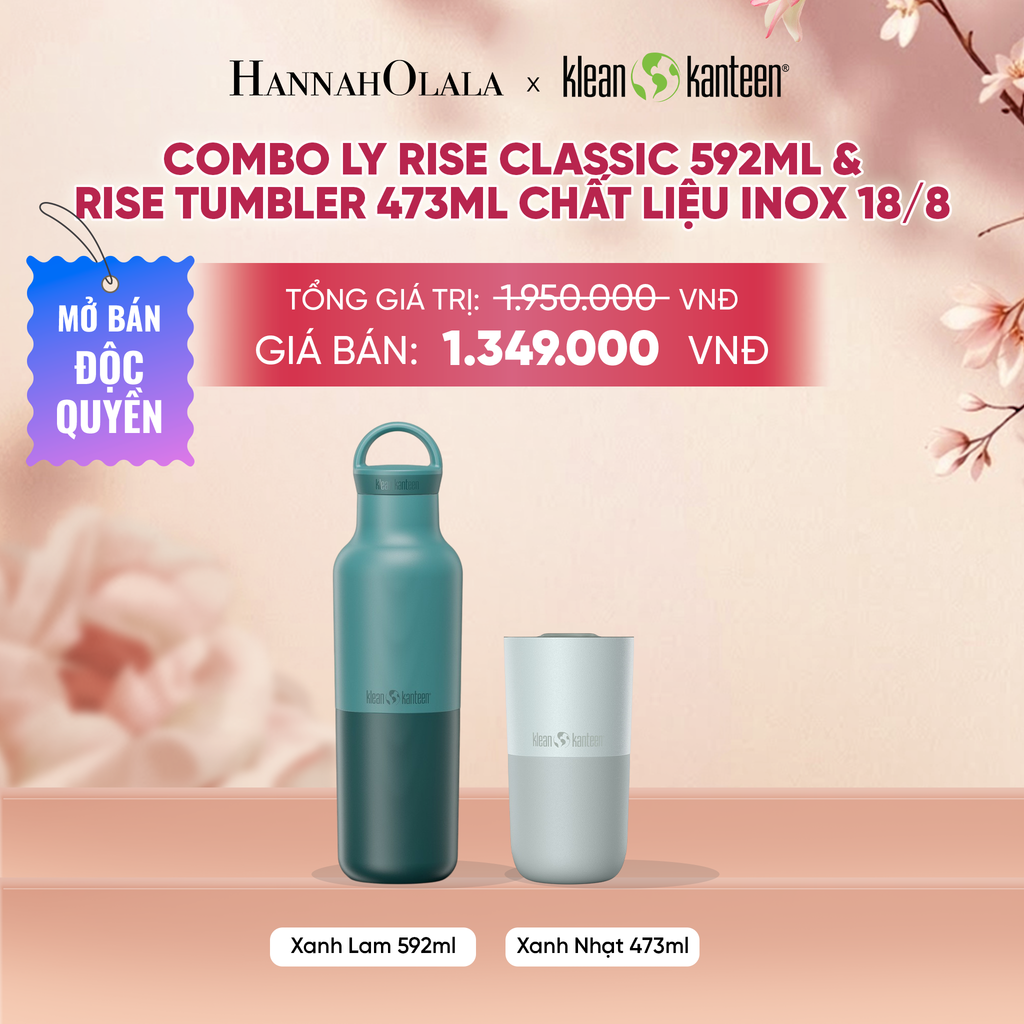  COMBO LY GIỮ NHIỆT KLEAN KANTEEN RISE CLASSIC 592ML & RISE TUMBLER 473ML NẮP TRƯỢT CHẤT LIỆU INOX 18/8 