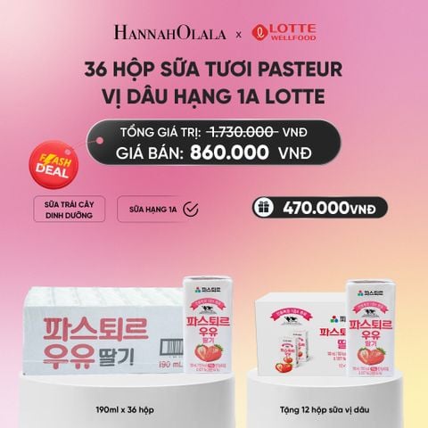  DEAL 8: SỮA TƯƠI PASTEUR VỊ CHUỐI HẠNG 1A LOTTE 36 HỘP (190ML/HỘP) TẶNG 12 HỘP SỮA VỊ CHUỐI VÀ 2 STICKER ĐÁNG YÊU CHO BÉ_A1211 