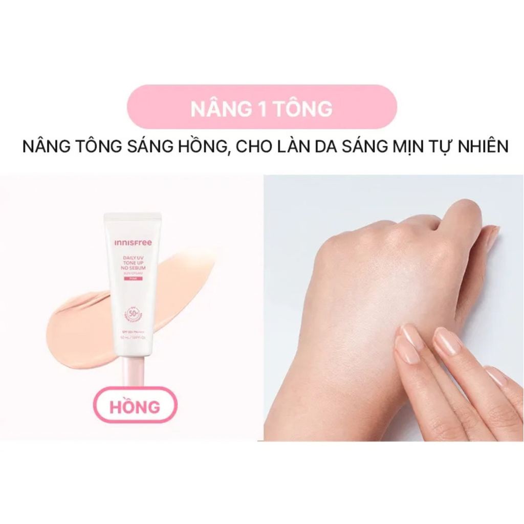  MỚI - KEM CHỐNG NẮNG NÂNG TÔNG KIỀM DẦU INNISFREE TONE UP NO SEBUM SUNSCREEN SPF 50+ PA++++ [PRE-ORDER GIAO HÀNG TỪ NGÀY 08/10] 