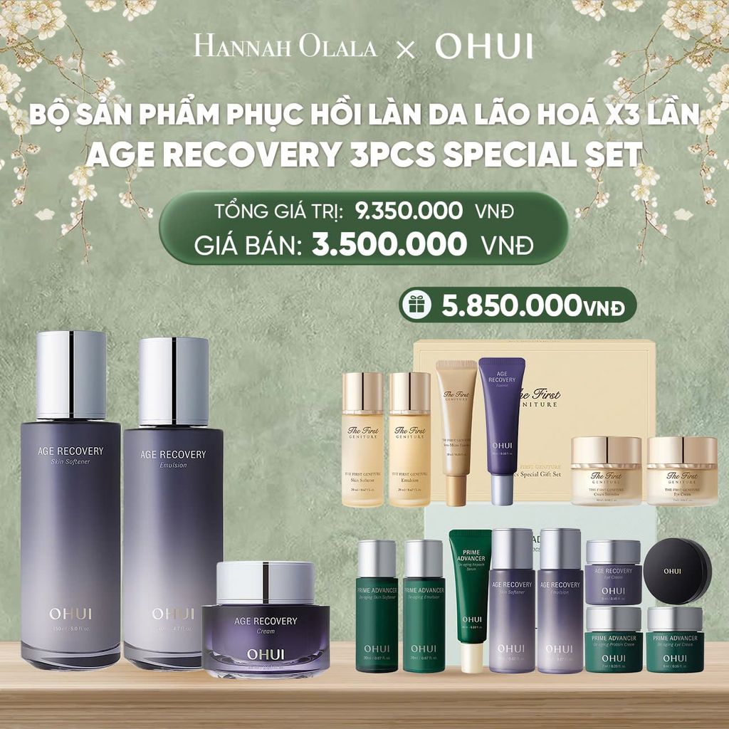  DEAL47: BỘ SẢN PHẨM PHỤC HỒI LÀN DA LÃO HOÁ X3 LẦN OHUI AGE RECOVERY 3PCS SPECIAL SET 