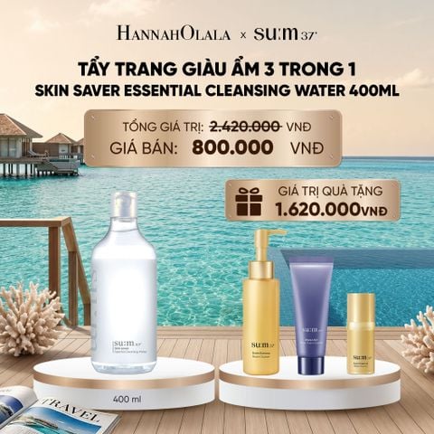  TẨY TRANG GIÀU ẨM 3 TRONG 1 SU:M37 SKIN SAVER ESSENTIAL CLEANSING WATER 400ML_ D1047 