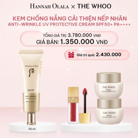  E248_DEAL 8: KEM CHỐNG NẮNG CẢI THIỆN NẾP NHĂN WHOO ANTI-WRINKLE UV PROTECTIVE CREAM SPF50+ PA++++ 50ML 