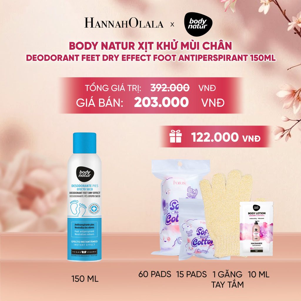  BODY NATUR XỊT KHỬ MÙI CHÂN DEODORANT FEET DRY EFFECT FOOT ANTIPERSPIRANT 150ML - A1558 
