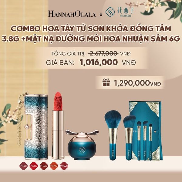  COMBO HOA TÂY TỬ SON KHÓA ĐỒNG TÂM 3.8G + MẶT NẠ DƯỠNG MÔI HOA NHUẬN SÂM 6G - A165 