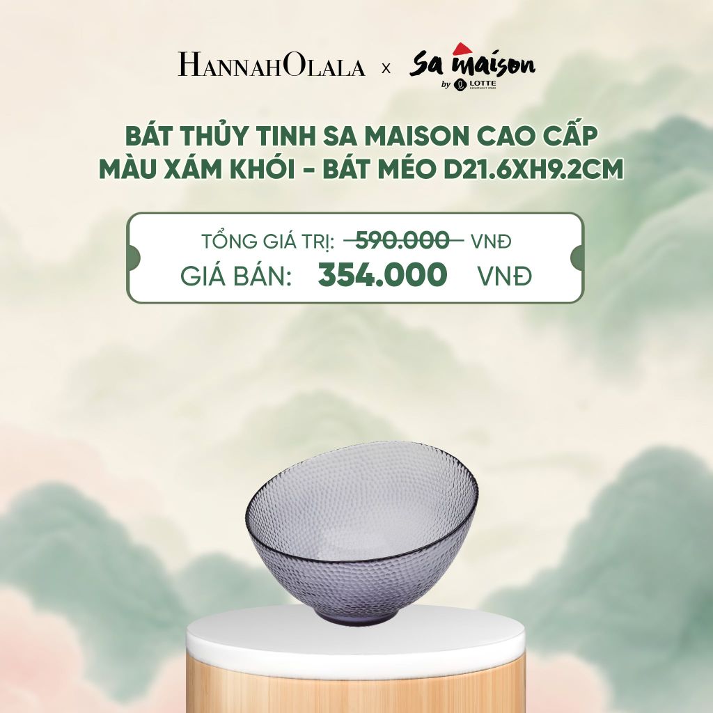  BÁT THỦY TINH SA MAISON CAO CẤP MÀU XÁM KHÓI - DEAL 10 - A1739 