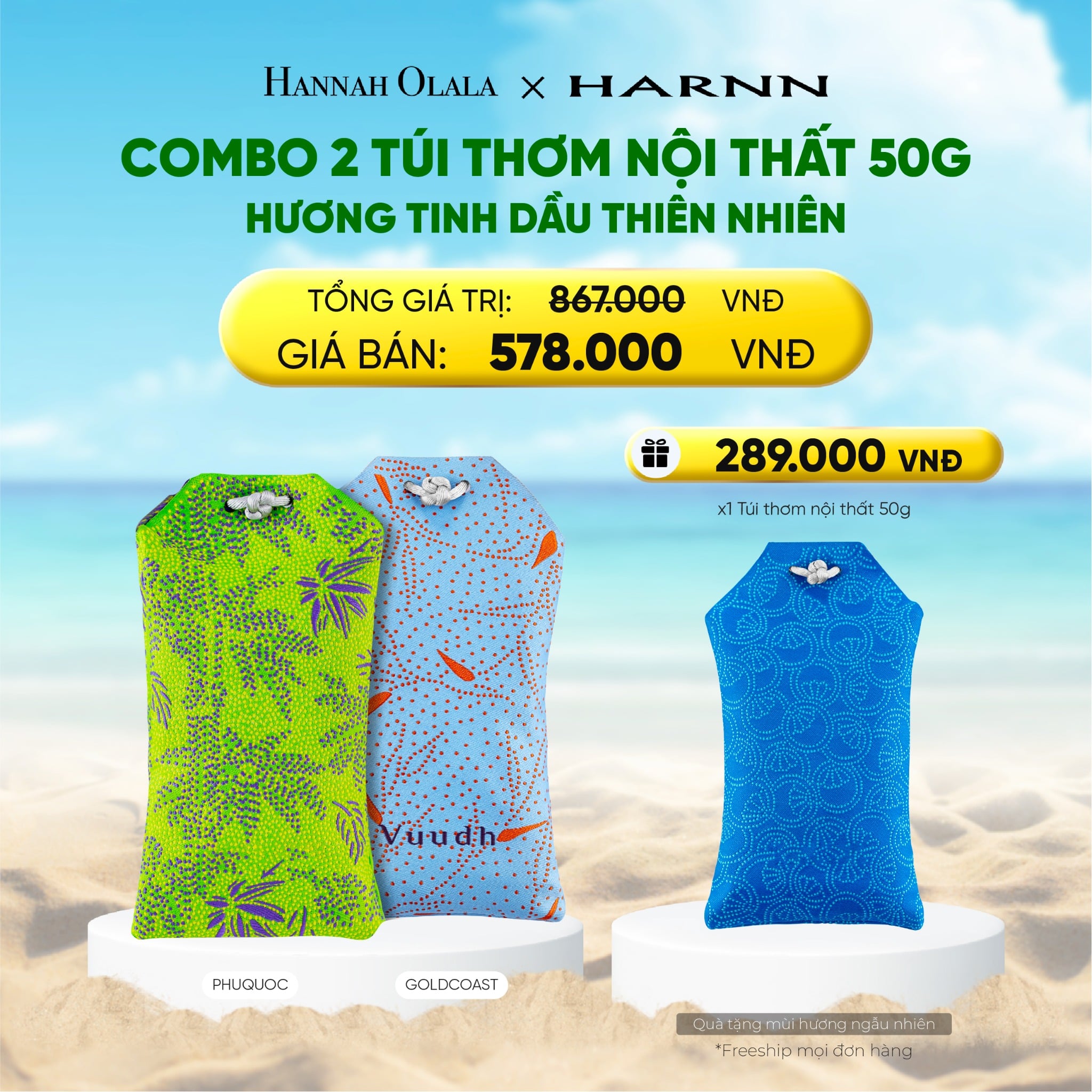 Combo Túi Thơm Nội Thất 50g Hương Tinh Dầu Thiên Nhiên