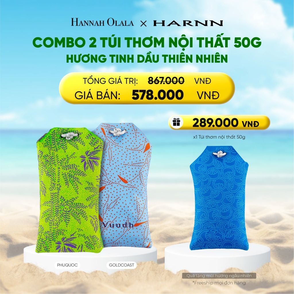  A1110_DEAL 8: COMBO 2 TÚI THƠM NỘI THẤT 50G HƯƠNG TINH DẦU THIÊN NHIÊN 