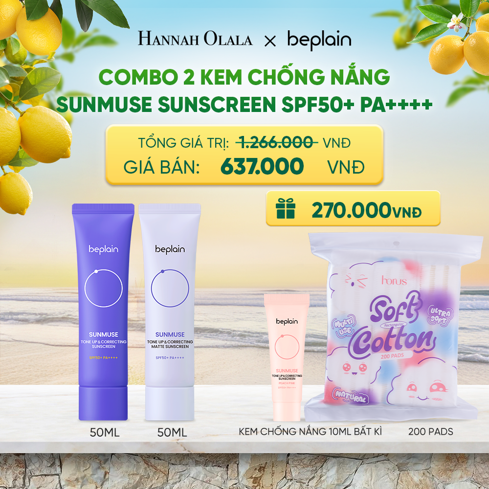  COMBO 2 KCN: BEPLAIN KEM CHỐNG NẮNG SUNMUSE SUNSCREEN 50ML BẤT KỲ - A389 