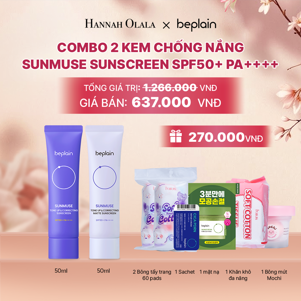  COMBO 2 KCN: BEPLAIN KEM CHỐNG NẮNG SUNMUSE SUNSCREEN 50ML BẤT KỲ - A699 