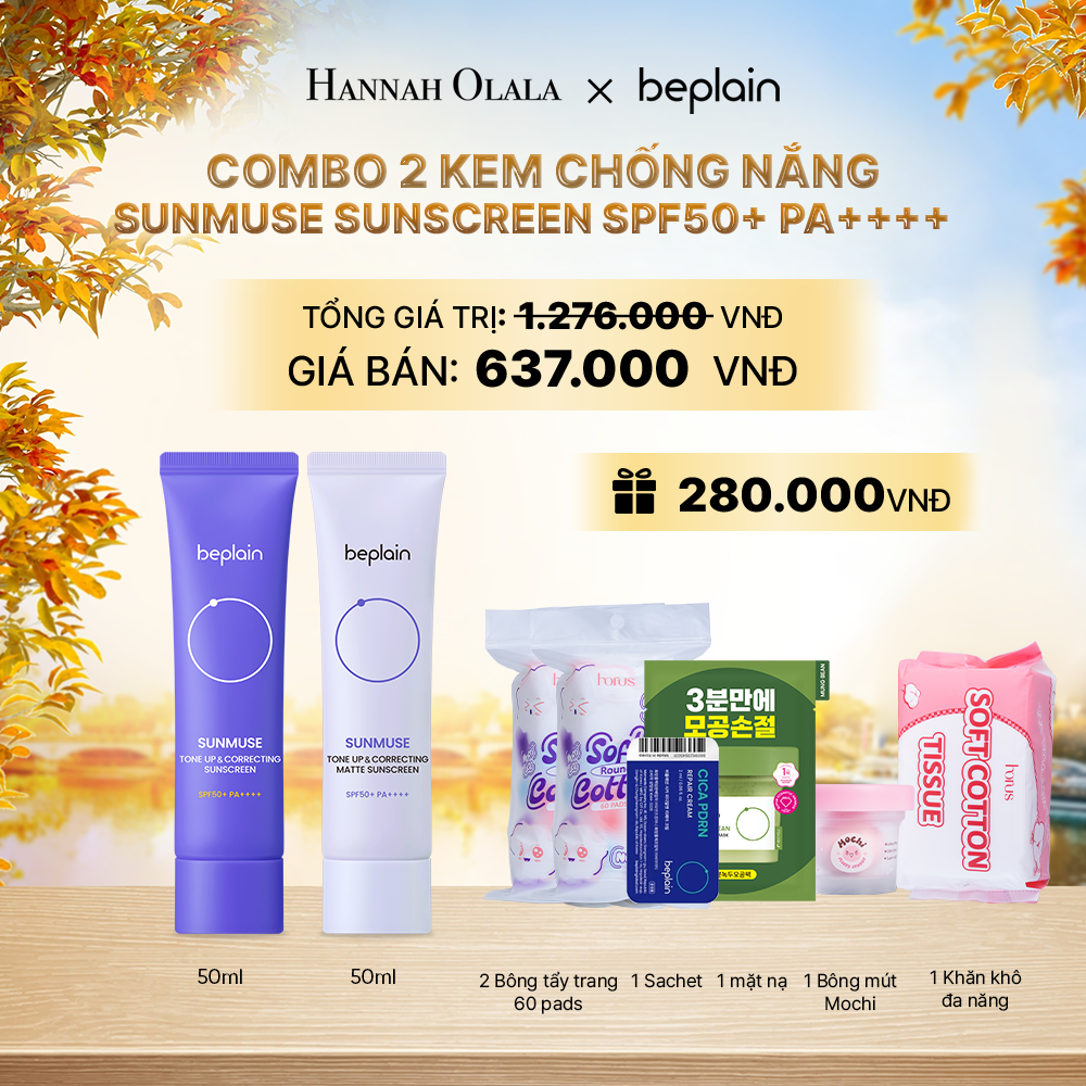  COMBO 2 KCN: BEPLAIN KEM CHỐNG NẮNG SUNMUSE SUNSCREEN 50ML BẤT KỲ - E827 