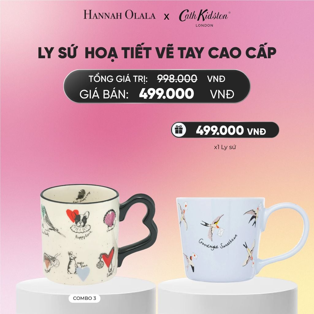  [MUA 1 TẶNG 1] LY SỨ HOẠ TIẾT VẼ TAY CAO CẤP CATH KIDSTON_A1979 