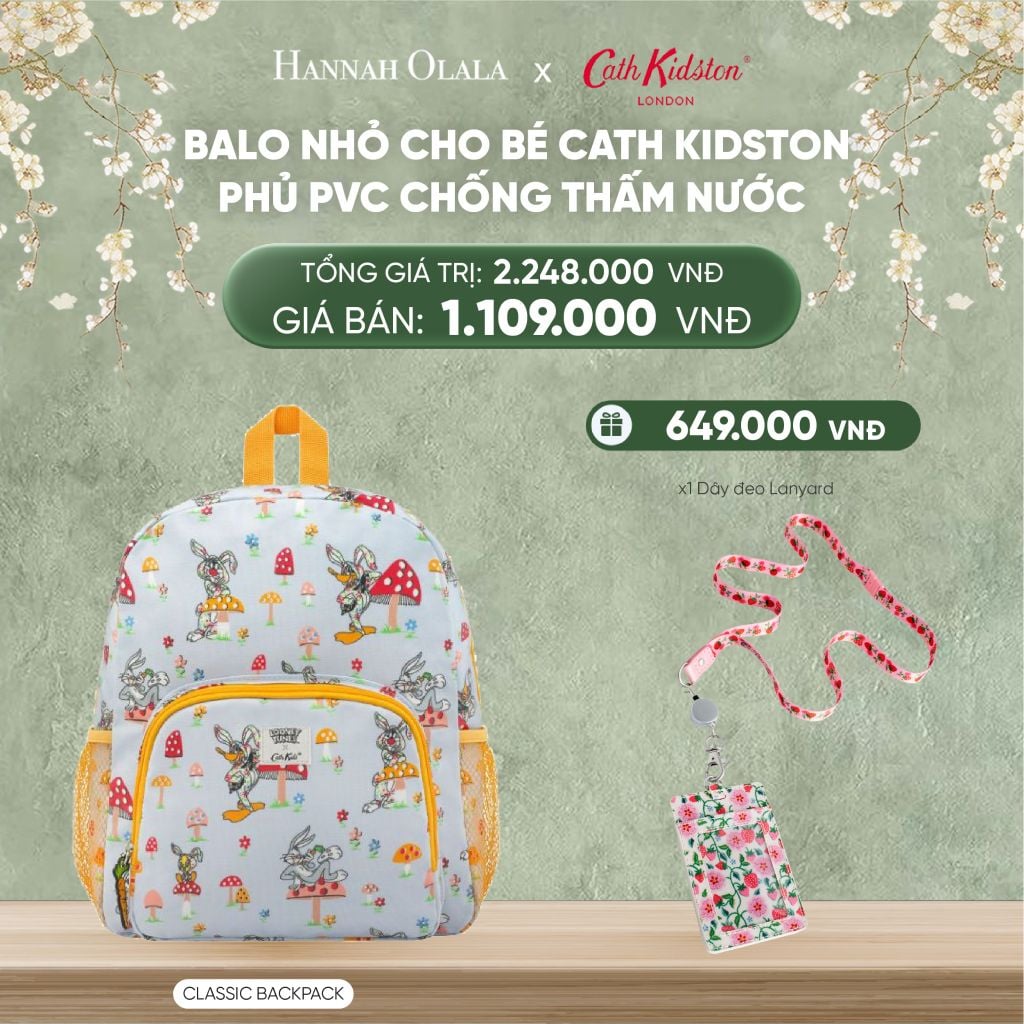  DEAL 8: BALO NHỎ CHO BÉ CATH KIDSTON PHỦ PVC CHỐNG THẤM NƯỚC 