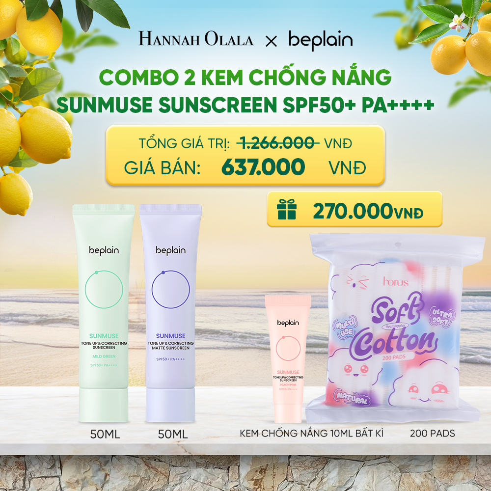  COMBO 2 KCN: BEPLAIN KEM CHỐNG NẮNG SUNMUSE SUNSCREEN 50ML BẤT KỲ - A389 