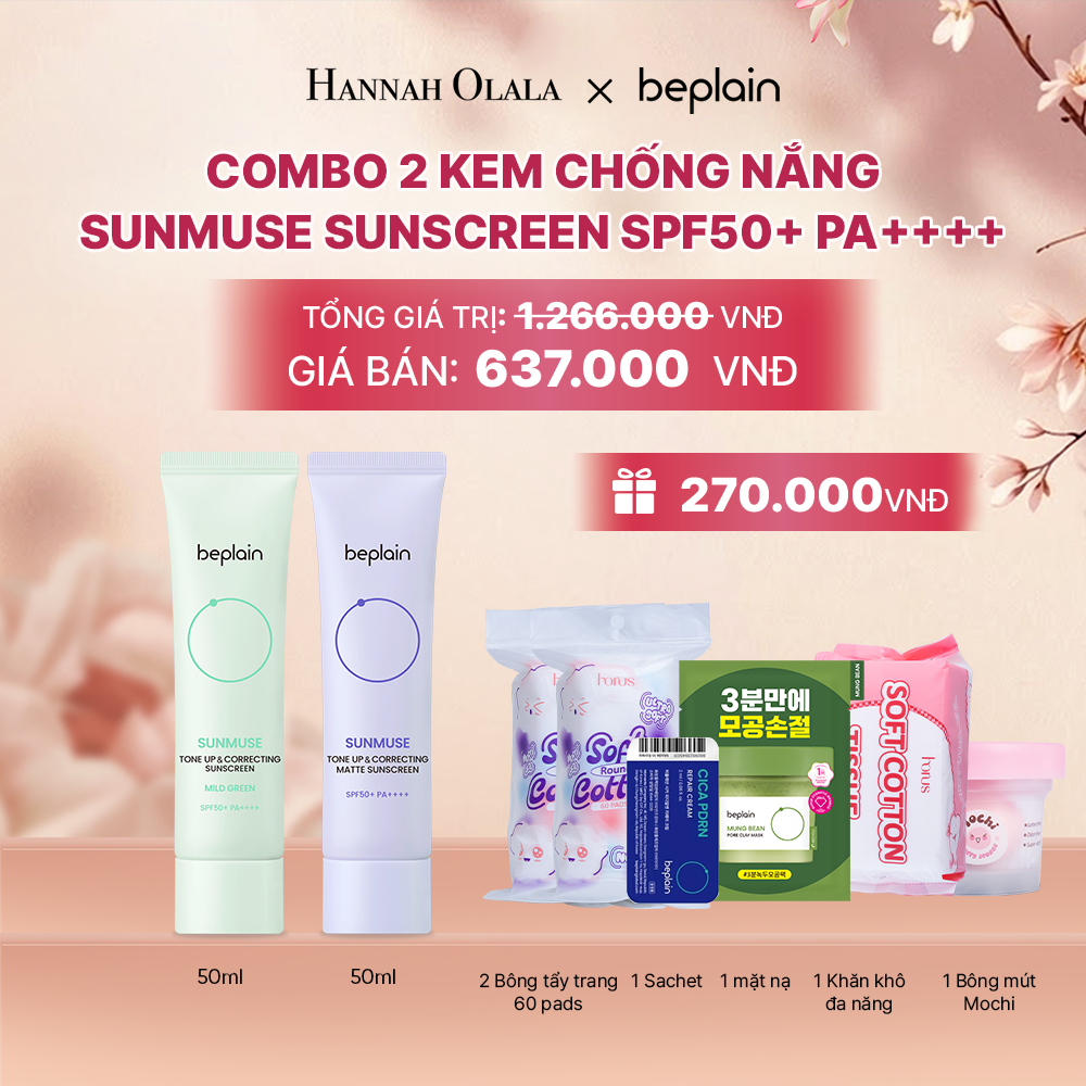  COMBO 2 KCN: BEPLAIN KEM CHỐNG NẮNG SUNMUSE SUNSCREEN 50ML BẤT KỲ - A699 