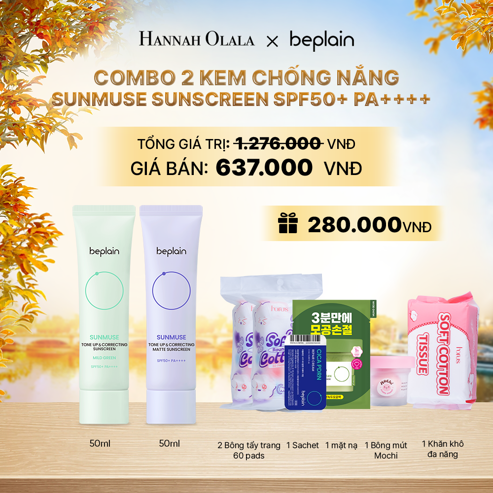  COMBO 2 KCN: BEPLAIN KEM CHỐNG NẮNG SUNMUSE SUNSCREEN 50ML BẤT KỲ - E827 