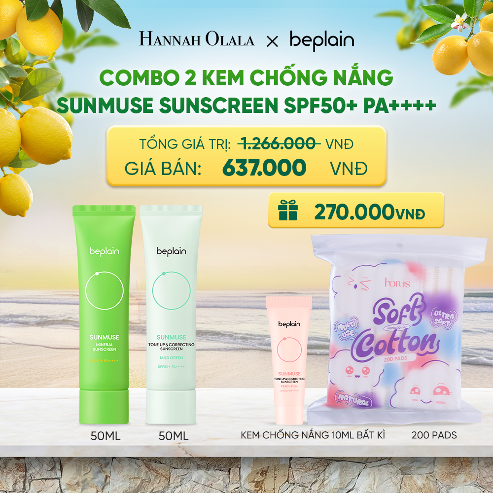  COMBO 2 KCN: BEPLAIN KEM CHỐNG NẮNG SUNMUSE SUNSCREEN 50ML BẤT KỲ - A389 