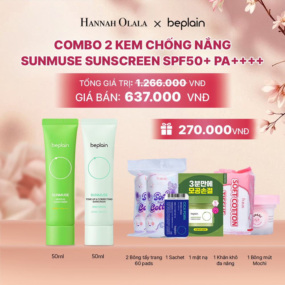  COMBO 2 KCN: BEPLAIN KEM CHỐNG NẮNG SUNMUSE SUNSCREEN 50ML BẤT KỲ - A699 