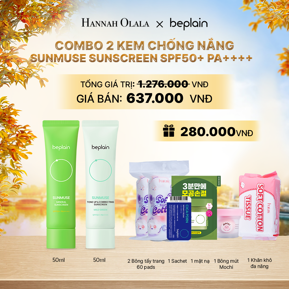  COMBO 2 KCN: BEPLAIN KEM CHỐNG NẮNG SUNMUSE SUNSCREEN 50ML BẤT KỲ - E827 