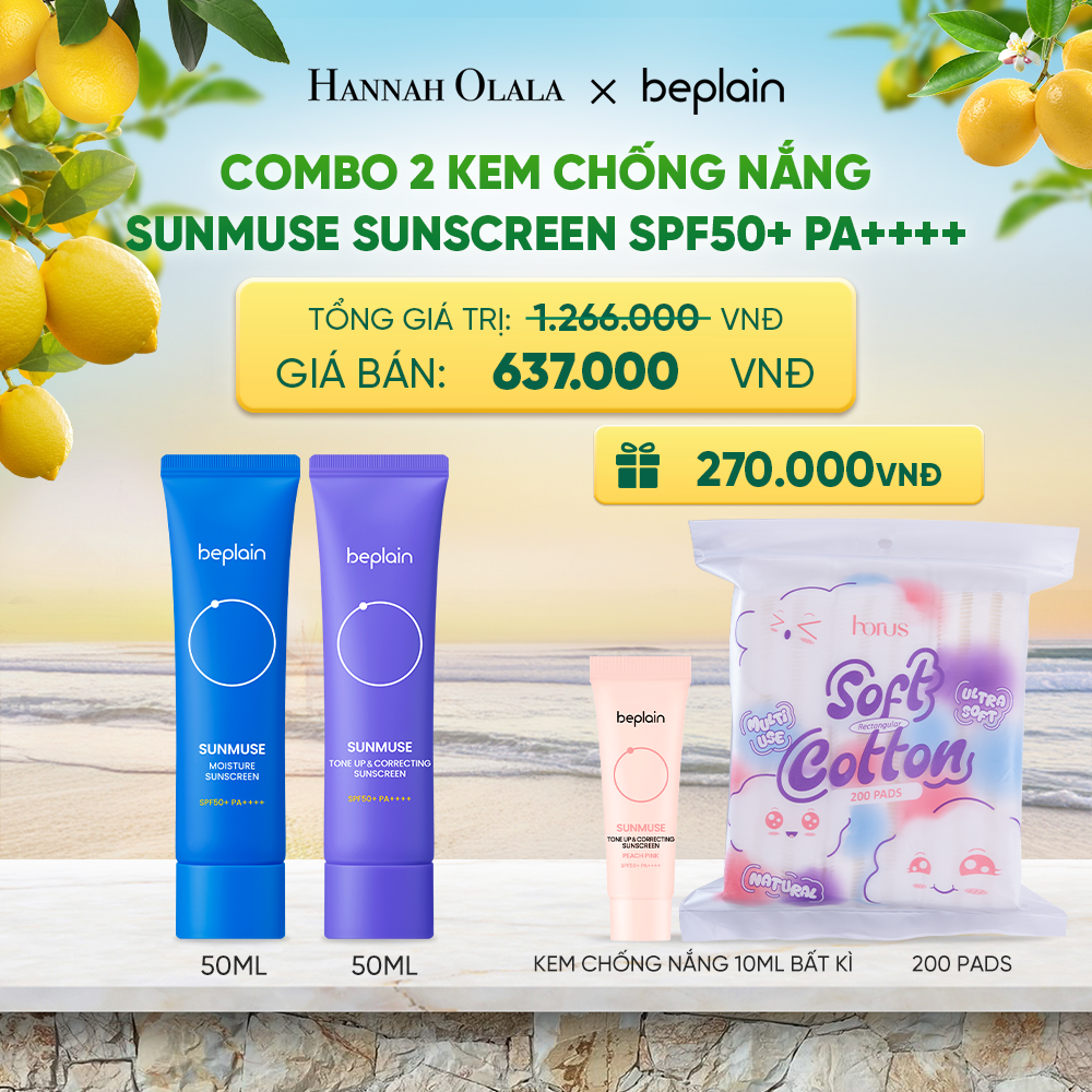  COMBO 2 KCN: BEPLAIN KEM CHỐNG NẮNG SUNMUSE SUNSCREEN 50ML BẤT KỲ - A389 