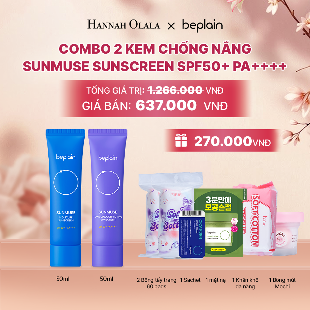  COMBO 2 KCN: BEPLAIN KEM CHỐNG NẮNG SUNMUSE SUNSCREEN 50ML BẤT KỲ - A699 