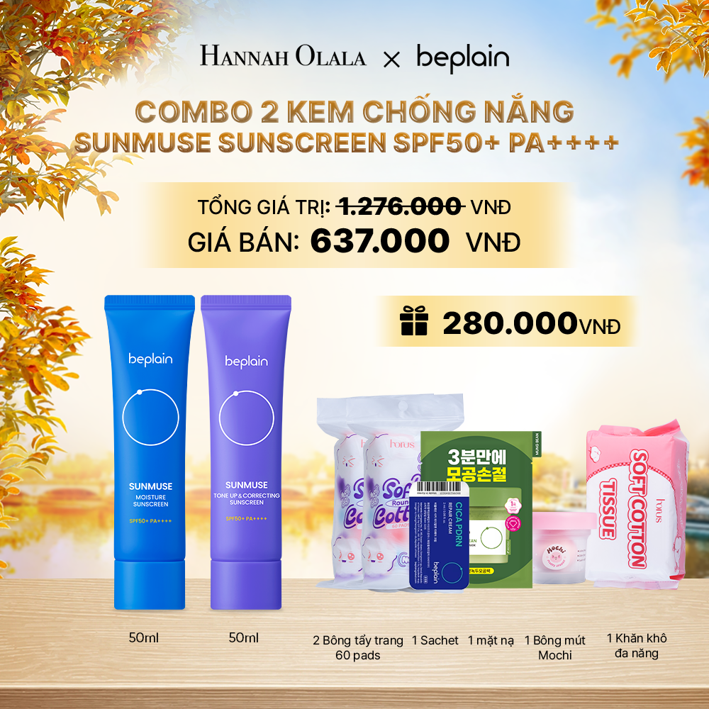  COMBO 2 KCN: BEPLAIN KEM CHỐNG NẮNG SUNMUSE SUNSCREEN 50ML BẤT KỲ - E827 