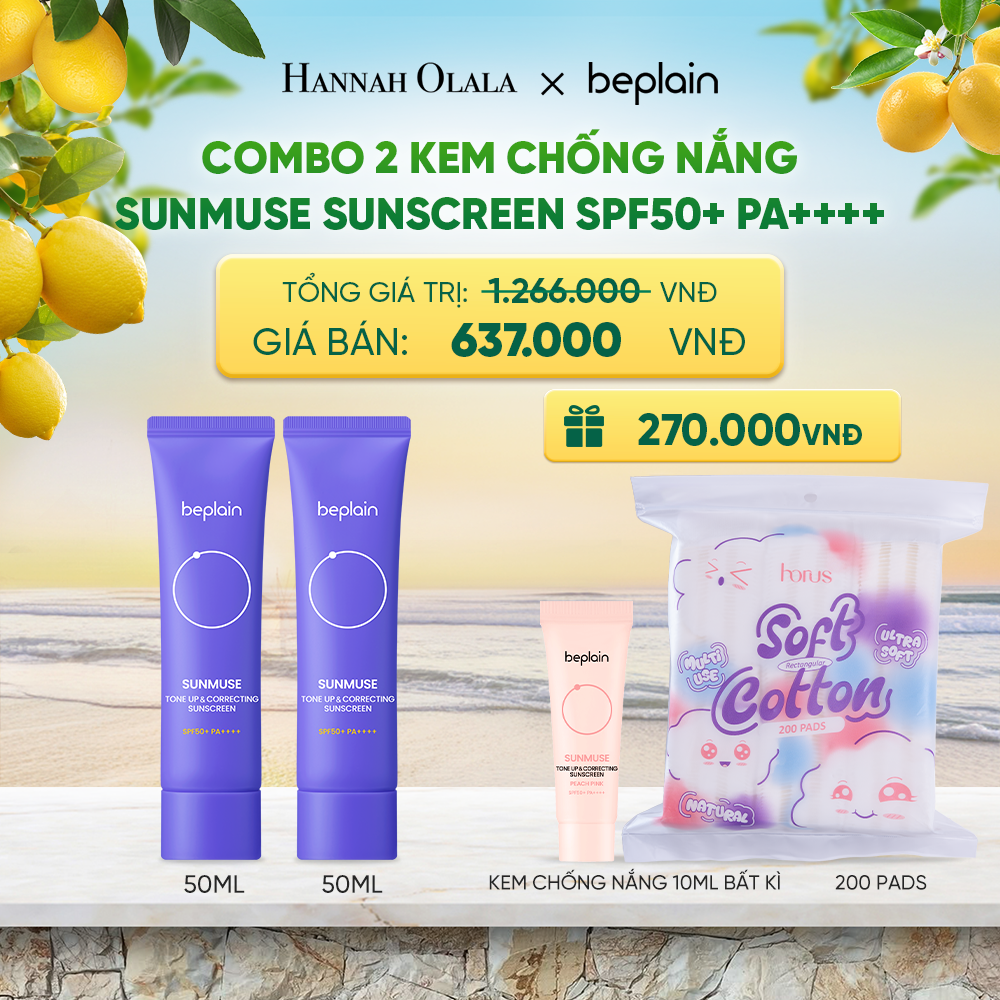  COMBO 2 KCN: BEPLAIN KEM CHỐNG NẮNG SUNMUSE SUNSCREEN 50ML BẤT KỲ - A389 