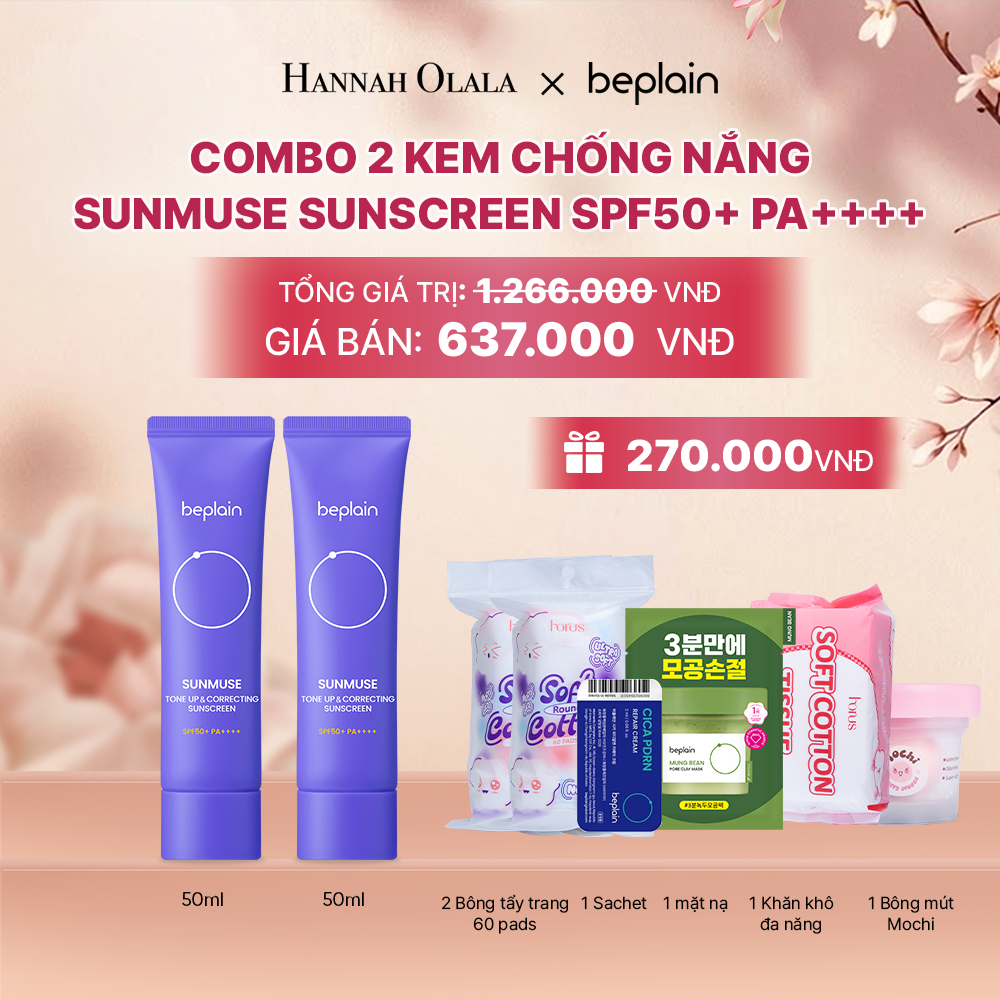  COMBO 2 KCN: BEPLAIN KEM CHỐNG NẮNG SUNMUSE SUNSCREEN 50ML BẤT KỲ - A699 