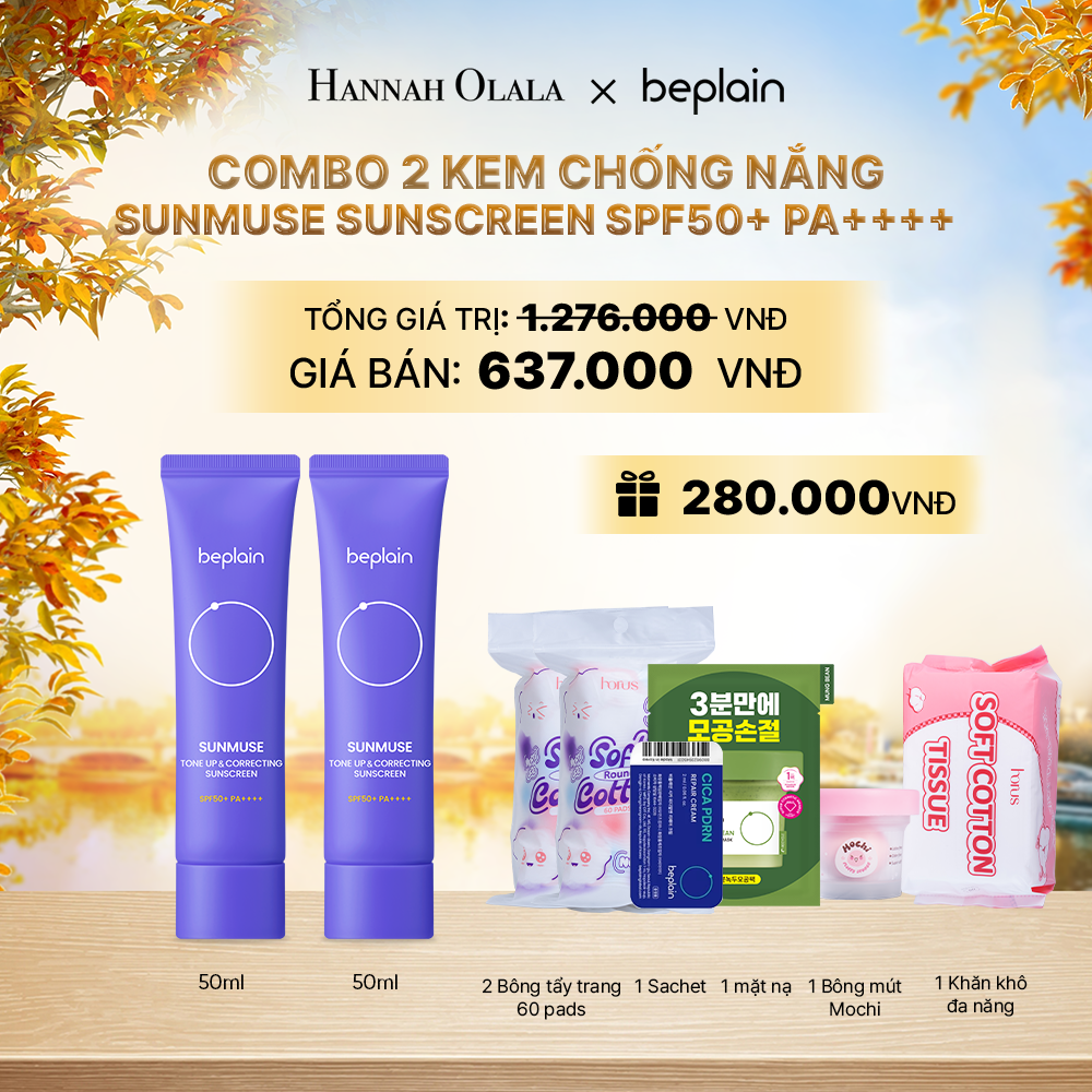  COMBO 2 KCN: BEPLAIN KEM CHỐNG NẮNG SUNMUSE SUNSCREEN 50ML BẤT KỲ - E827 