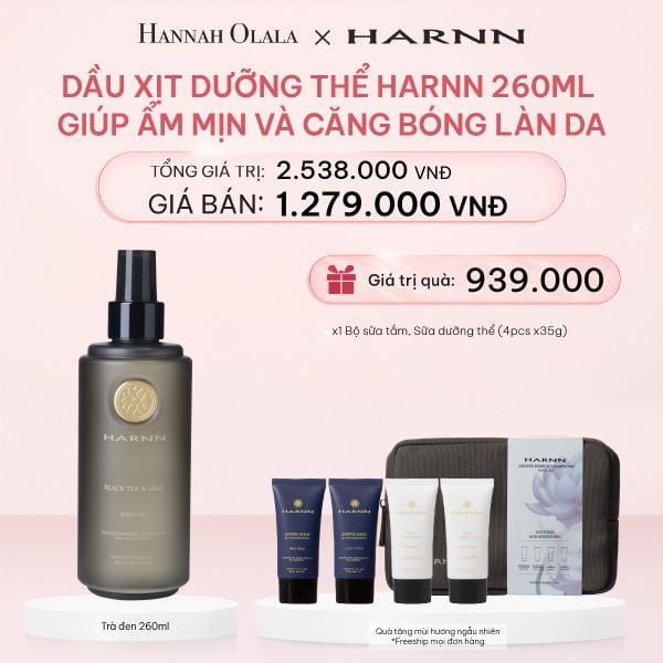  E479_DEAL 8: DẦU XỊT DƯỠNG THỂ HARNN GIÚP ẨM MỊN VÀ CĂNG BÓNG LÀN DA 260ML 