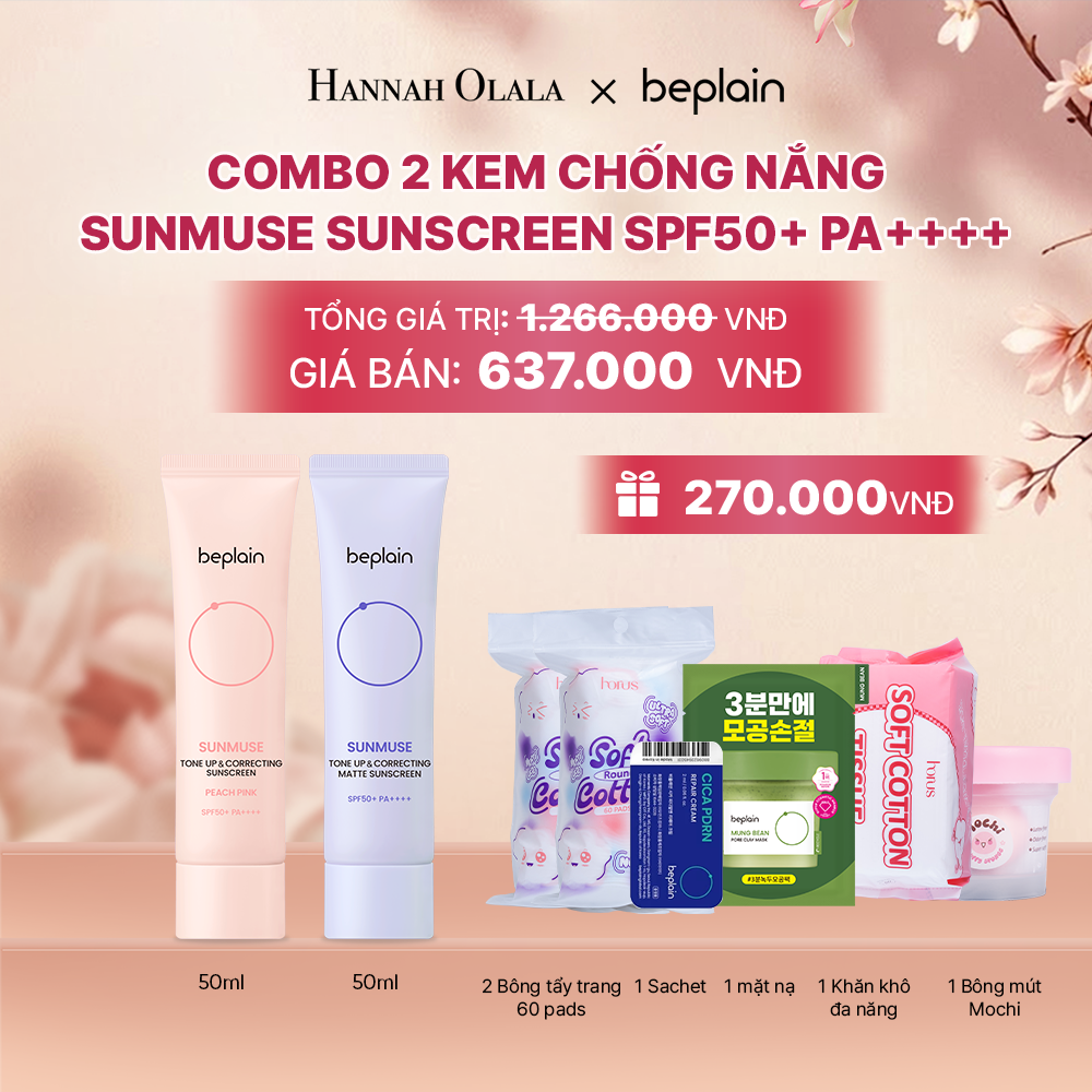  COMBO 2 KCN: BEPLAIN KEM CHỐNG NẮNG SUNMUSE SUNSCREEN 50ML BẤT KỲ - A699 