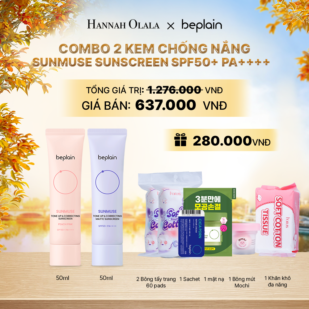  COMBO 2 KCN: BEPLAIN KEM CHỐNG NẮNG SUNMUSE SUNSCREEN 50ML BẤT KỲ - E827 