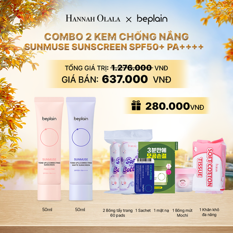 COMBO 2 KCN: BEPLAIN KEM CHỐNG NẮNG SUNMUSE SUNSCREEN 50ML BẤT KỲ - E827 