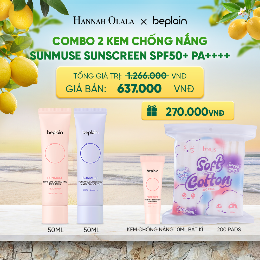  COMBO 2 KCN: BEPLAIN KEM CHỐNG NẮNG SUNMUSE SUNSCREEN 50ML BẤT KỲ - A389 