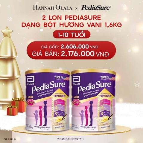  DEAL 8: 2 LON PEDIASURE DẠNG BỘT HƯƠNG VANI 1.6KG 