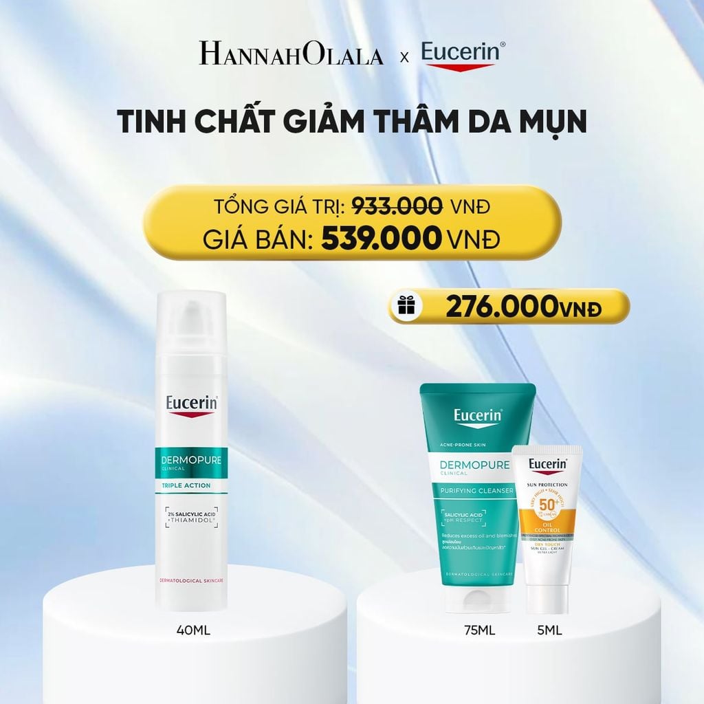  TINH CHẤT GIÚP GIẢM THÂM MỤN VÀ DƯỠNG SÁNG DA EUCERIN DERMOPURE CLINICAL TRIPLE ACTION 40ML - DEAL 8 