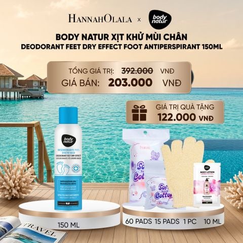  BODY NATUR XỊT KHỬ MÙI CHÂN DEODORANT FEET DRY EFFECT FOOT ANTIPERSPIRANT 150ML_ D555 