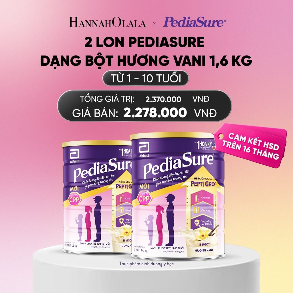  2 LON PEDIASURE DẠNG BỘT HƯƠNG VANI 1.6KG DEAL : _A746 