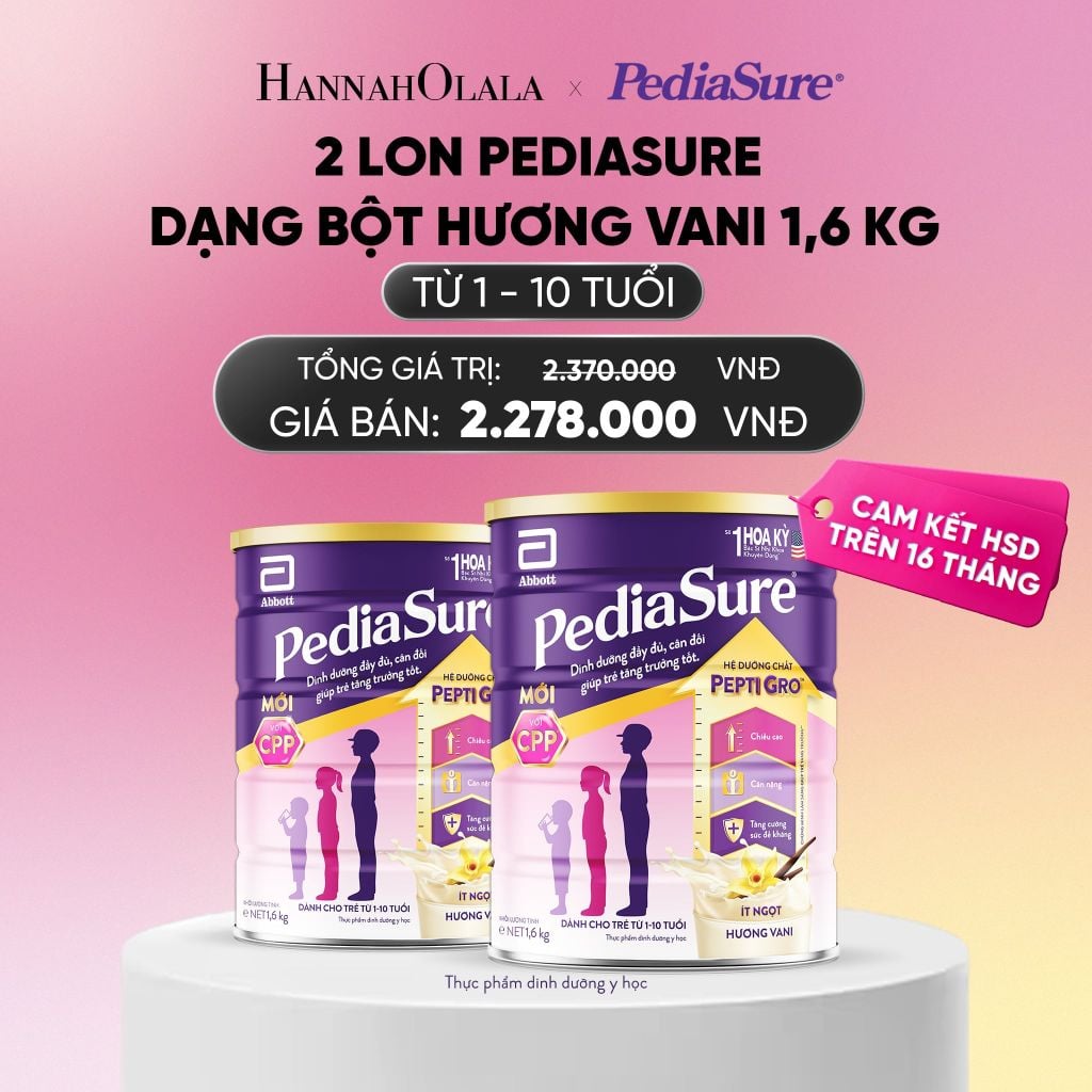  2 LON PEDIASURE DẠNG BỘT HƯƠNG VANI 1.6KG DEAL : _ A746 