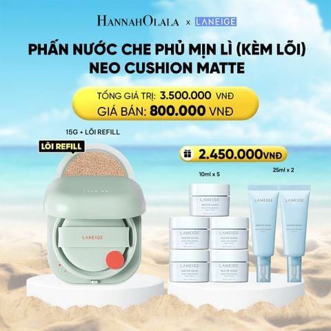  PHẤN NƯỚC CHE PHỦ MUA 1 PHẤN NƯỚC CHE PHỦ MỊN LÌ, MỎNG NHẸ 50H NEO CUSHION MATTE (KÈM LÕI) CHỌN MÀU 