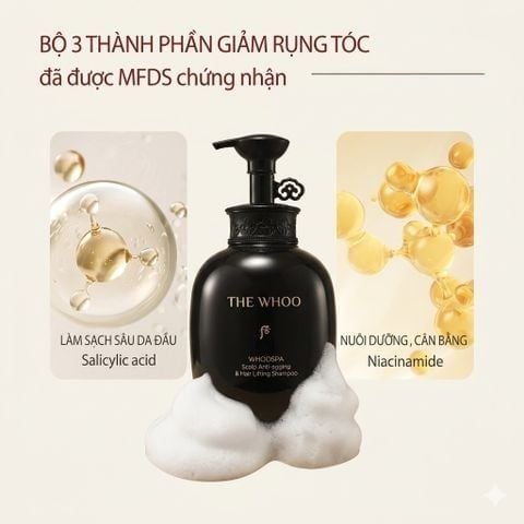  MỚI - BỘ GỘI XẢ NGĂN NGỪA RỤNG TÓC WHOO SPA SCALP ANTI-AGING & HAIR LIFTING SHAMPOO SET 