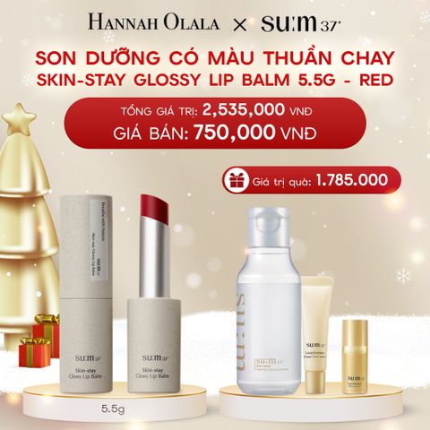  A328_DEAL 8: SON DƯỠNG CÓ MÀU THUẦN CHAY SU:M37 SKIN-STAY GLOSSY LIP BALM 5.5G - RED 