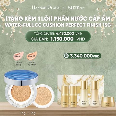  DEAL33: [TẶNG KÈM 1 LÕI] PHẤN NƯỚC CẤP ẨM SU:M37 WATER-FULL CC CUSHION PERFECT FINISH 15G 