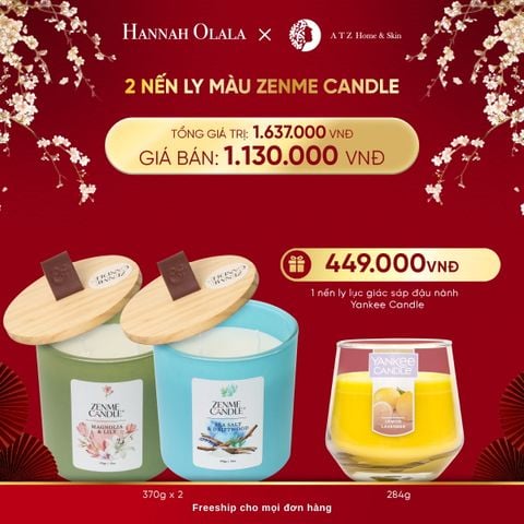  A233_DEAL 9: MUA 2 NẾN LY MÀU ZENME CANDLE 370G 