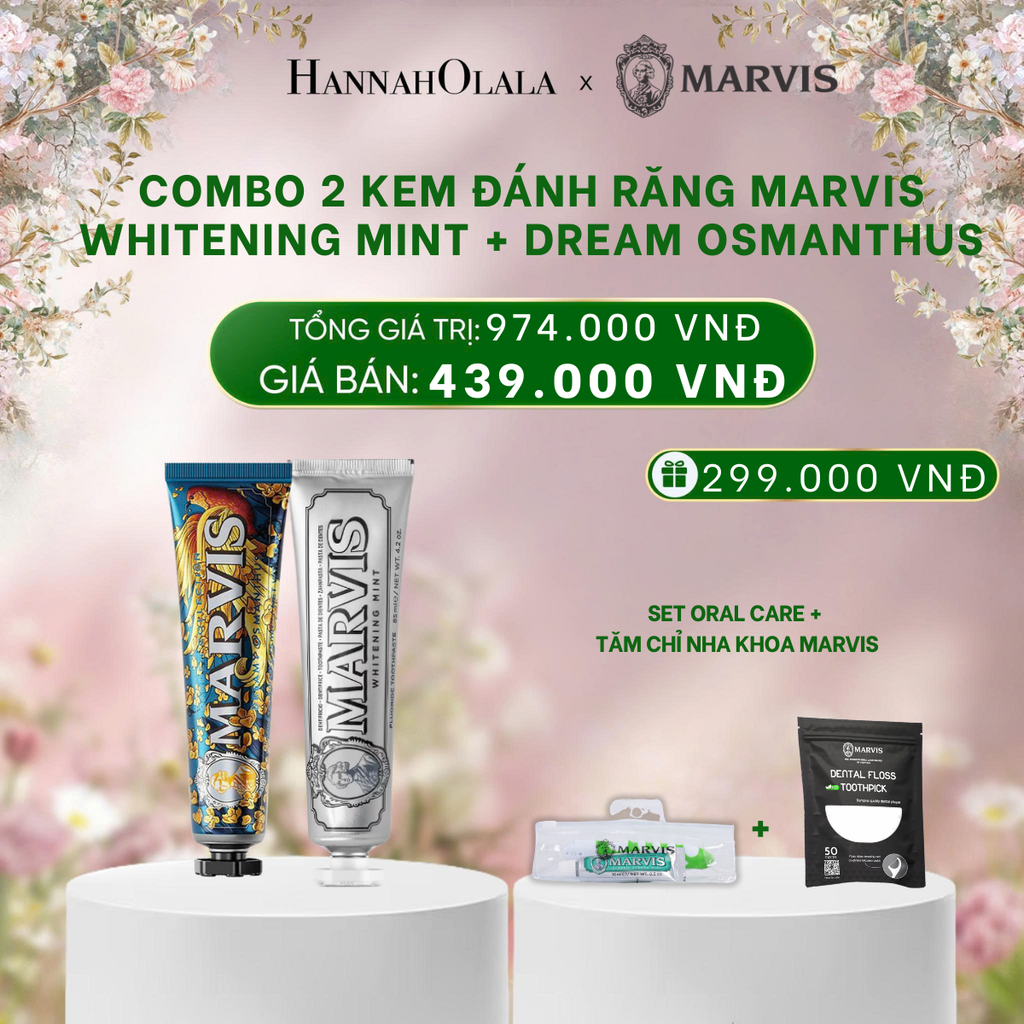  DEAL 2: COMBO 2 KEM ĐÁNH RĂNG MARVIS 75ML/85ML - LÀM SẠCH RĂNG, GIỮ HƠI THỞ THƠM MÁT 