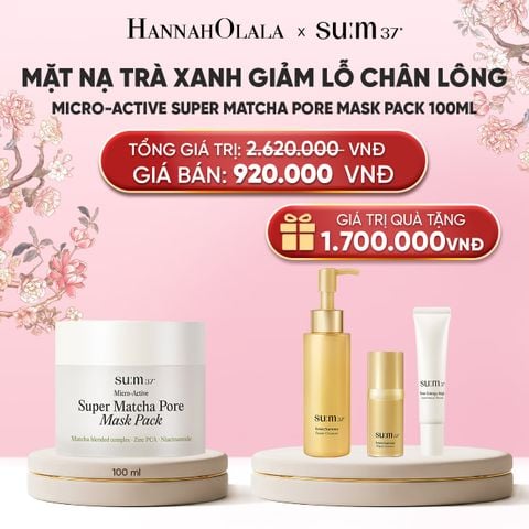  MẶT NẠ TRÀ XANH GIẢM LỖ CHÂN LÔNG SU:M37 MICRO-ACTIVE SUPER MATCHA PORE MASK PACK 100ML 