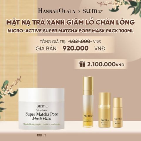  MẶT NẠ TRÀ XANH GIẢM LỖ CHÂN LÔNG SU:M37 MICRO-ACTIVE SUPER MATCHA PORE MASK PACK 100ML - A79 