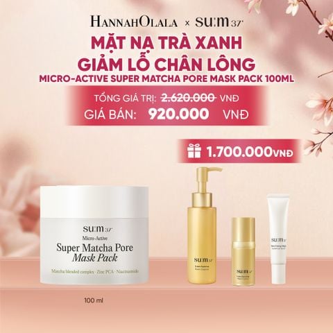  MẶT NẠ TRÀ XANH GIẢM LỖ CHÂN LÔNG SU:M37 MICRO-ACTIVE SUPER MATCHA PORE MASK PACK 100ML - A418 